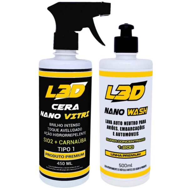 Cera Automotiva Cristalizadora Com Shampoo Automotivo De Alto Rendimento L3D