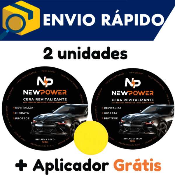 2 Ceras Revitalizadora de Plástico New Power Oficial Cera BRINDE Espuma aplicadora inclusa