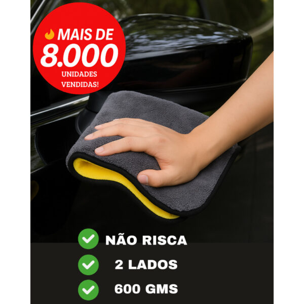 Toalha de Microfibra 600GSM 2 Lados | Panos para Limpeza de Carros | Não Risca | Superabsorvente